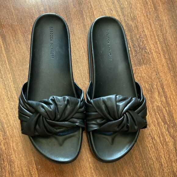 Rebecca Minkoff Black Slide Sandals Sz 10 - Picture 1 of 8